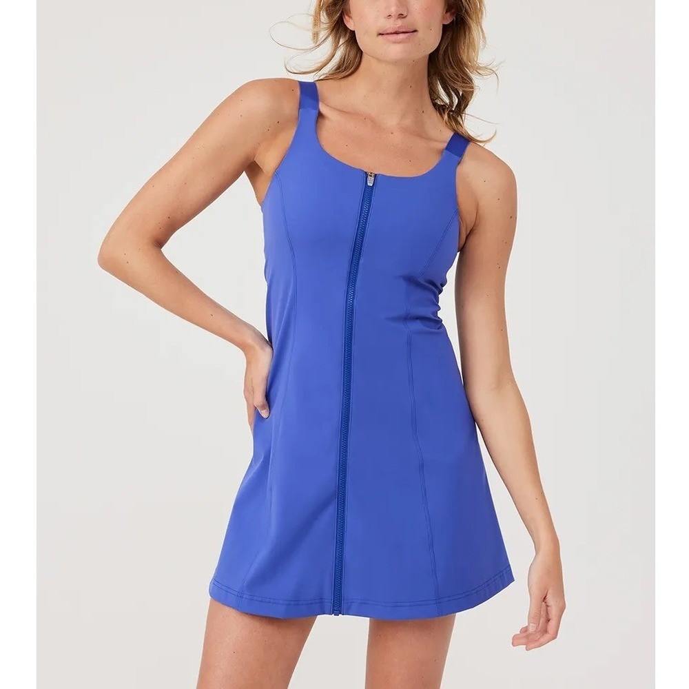 Outdoor Voices Powerhouse Dress Tanzanite Blue L/XL DD Cup NWT ZipFront Athletic